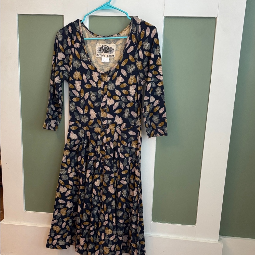 Effie’s Heart Acorn Pattern V-Neck Dress